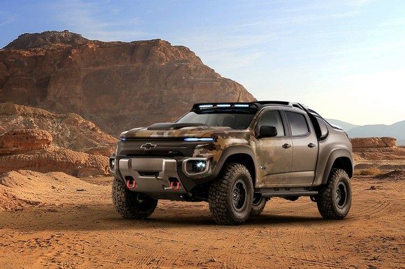 GM entwickelte diesen Chevy Colorado mit Brennstoffzelle für militärische Anwendung. Er wird aktuell von der US Army getestet. BILDQUELLE: General Motors
