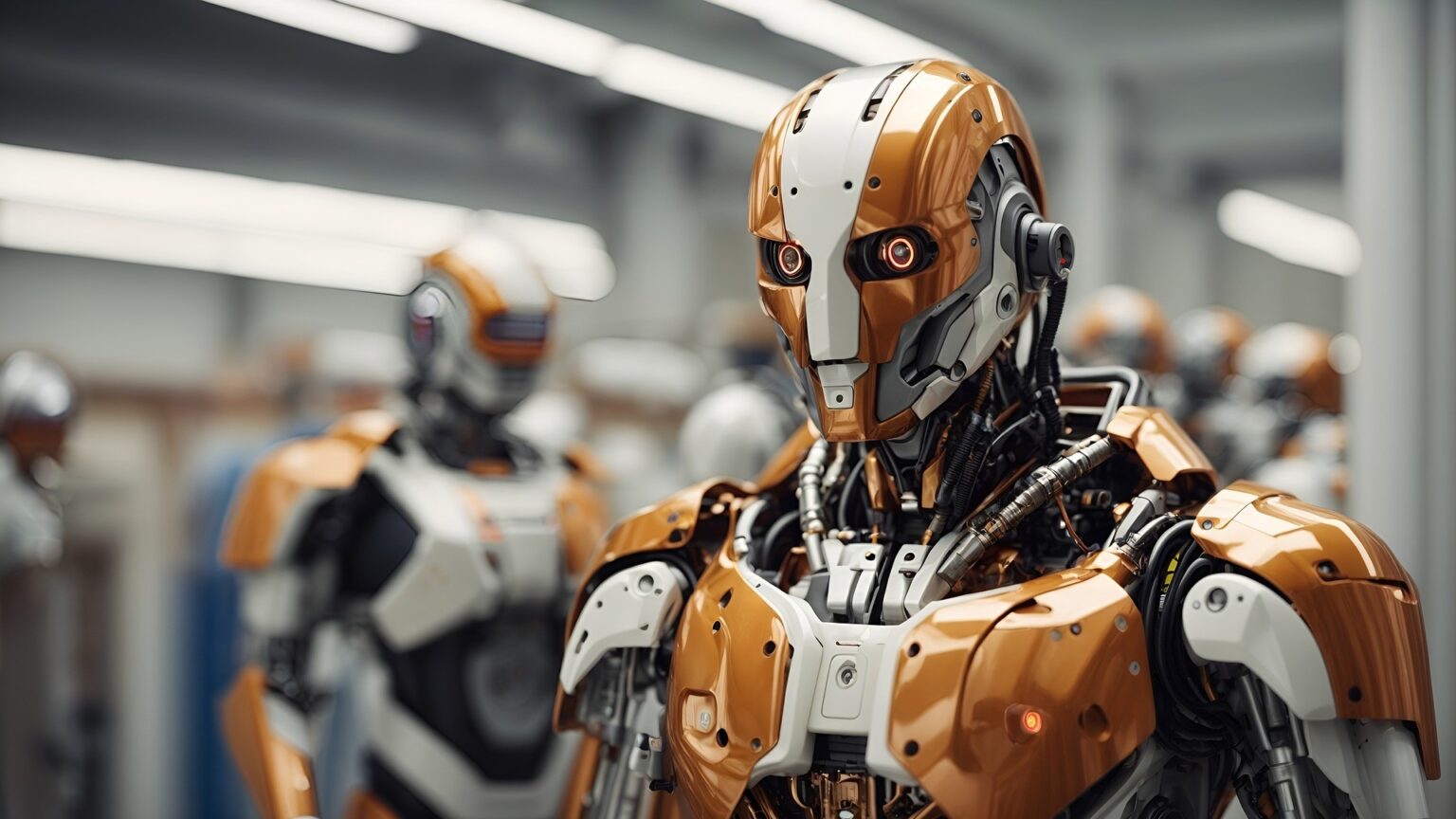 Ein gefährlich aussehender humanoider Roboter im Porträt